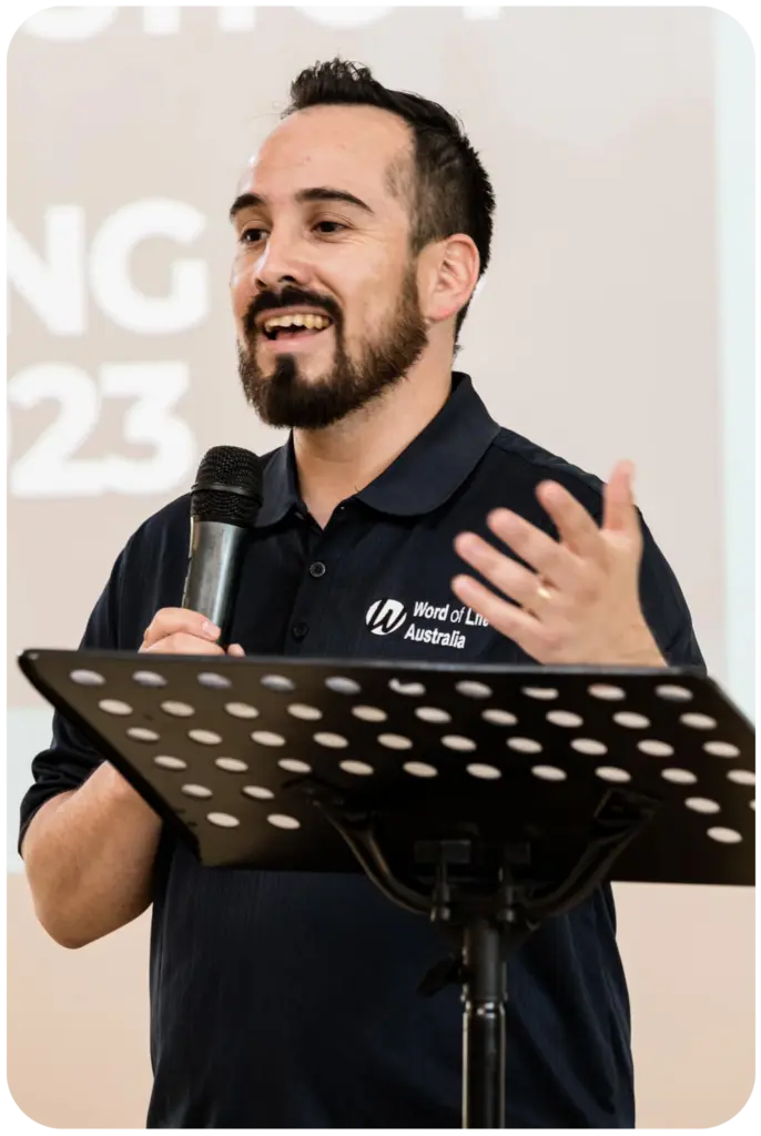 Ivan Alegría speaking at a youth leaders event
